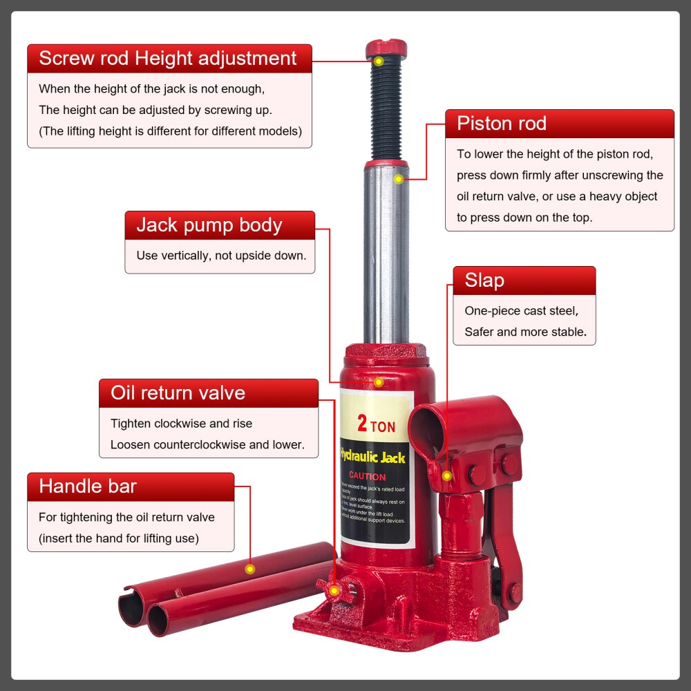 Hydraulic Bottle Jack 2 Ton High Lift For Car Van Truck Boat Automotive Repair photo 5