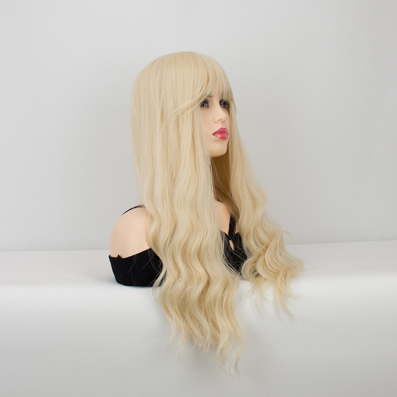 Qi Bangs Purple Silk Gradual Change Chemical Fiber Wig photo 5