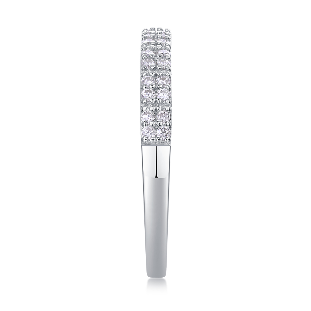 S925 Silver 2.1g Platinum Plated Moissanite Ring, 2.6mm 36pcs D VVS1 Half Eternity Band, GRA Certified US 5-9 photo 4