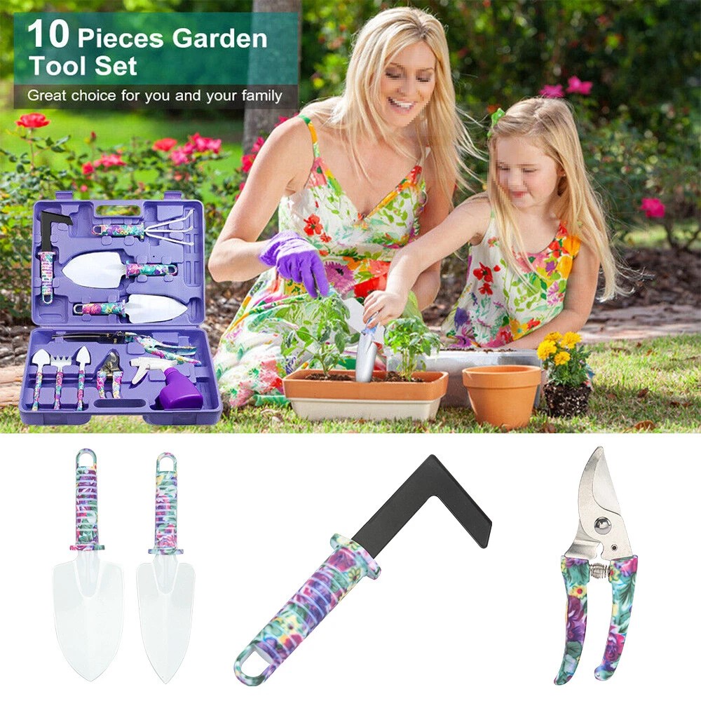 10Pcs Garden Tool Set Shovel Harrow Potted Flower Gardening Tools Gift Kit photo 3