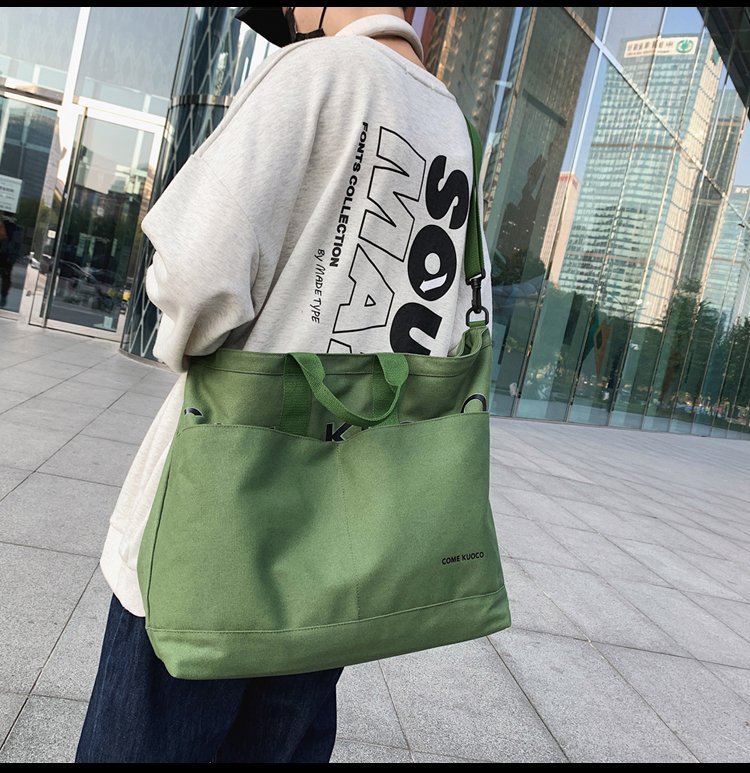 Retro Canvas Bag Luggage Travel Bag Oversized Capacity Canvas Storage Bag Portable Business Handbag - Green photo 3