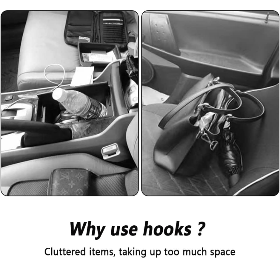 Universal Car Headrest Hooks 2 Units, Hidden Seat Hangers For Purses, Bags, Hats, Coats, Umbrellas And Grocery Bags photo 5