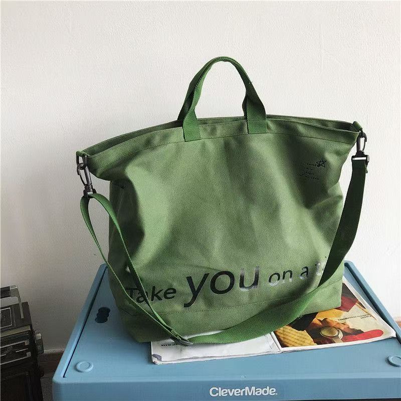 Retro Canvas Bag Luggage Travel Bag Oversized Capacity Canvas Storage Bag Portable Business Handbag - Green photo 1