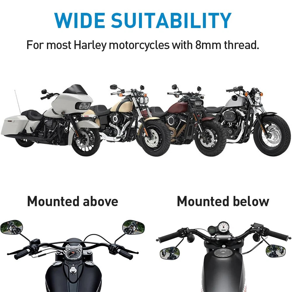 Black Motorcycle Rearview Mirrors For Har Ley D Avidson Sportster XL 1200 Iron 883 photo 3