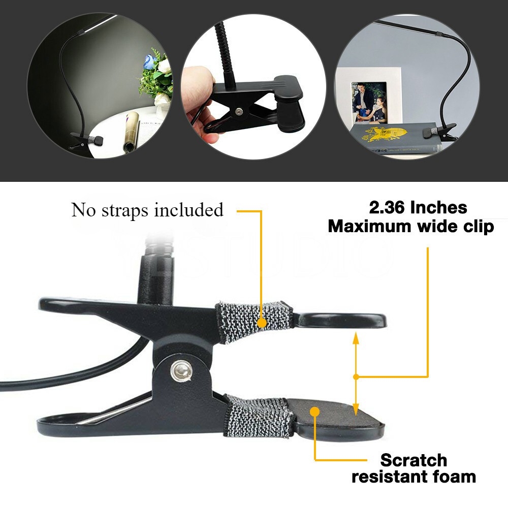 Modern Clip On LED Desk Lamp Eye Care USB Power Dimmable Light Adjustable Clamp photo 2