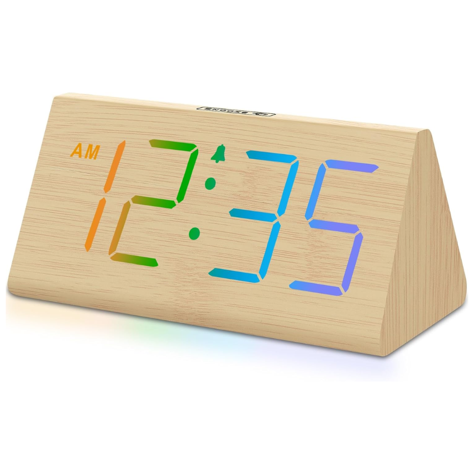 DreamSky Wooden Digital Alarm Clock For Bedroom Living Room, Large Numbers photo 3