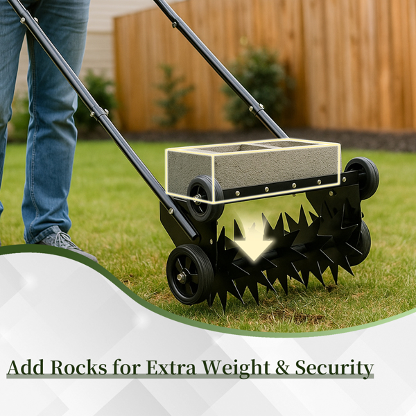 19in Push Spike Aerator, Heavy Duty Rolling Lawn Aerator, Rotary Spike Lawn Aerator, Manual Aeration Equipment With U-shaped Handle, For Lawn Garden Yard Grass Aeration photo 4