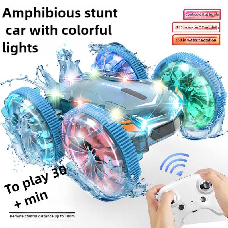 Amphibious RC Car Boat Double Sided Stunt Car With LED Lights Kids Toy 2.4GHz photo 6