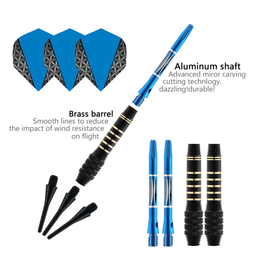 3Pcs Professional Competition Aluminium Shaft Soft Needle Tip Darts Set With Case photo 3