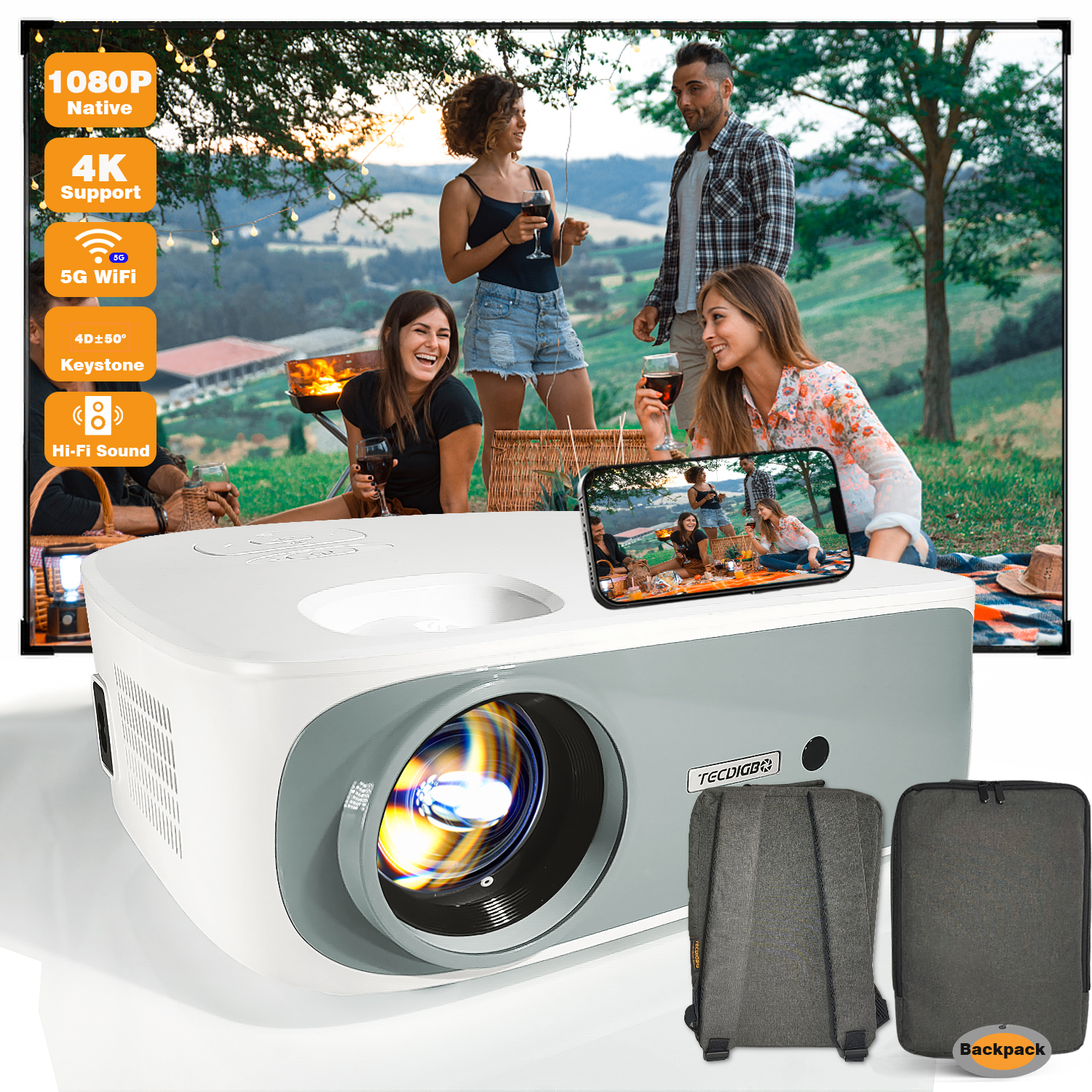 Native 1080P Projector 4K Support 9500 Lumens 5G WiFi Bluetooth 5.0 Movie Projector 400 Inch Display photo 8