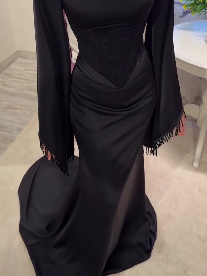 Satin Lace Corset Mermaid Maxi Gown photo 1