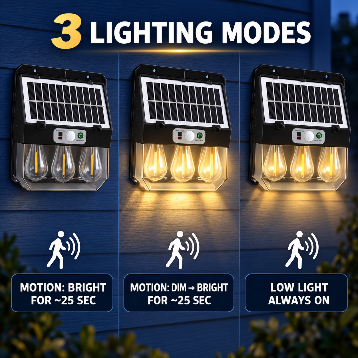 Solar Powered Rechargeable Motion Sensor LED Work Light 2400mAh For Auto W7116 3 4 Hour photo 4