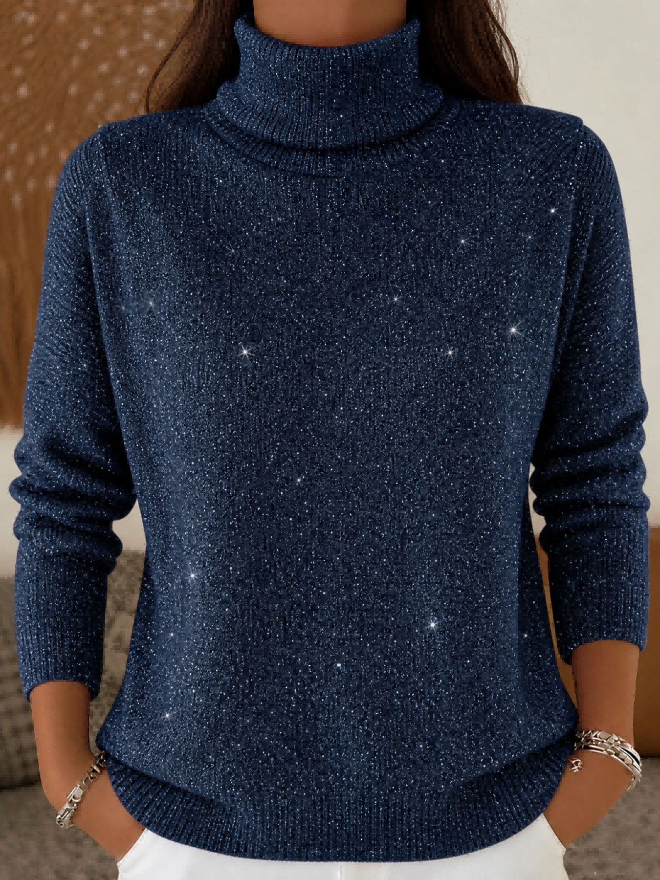 Women's High-neck Long-sleeve Casual Top Sweate photo 7