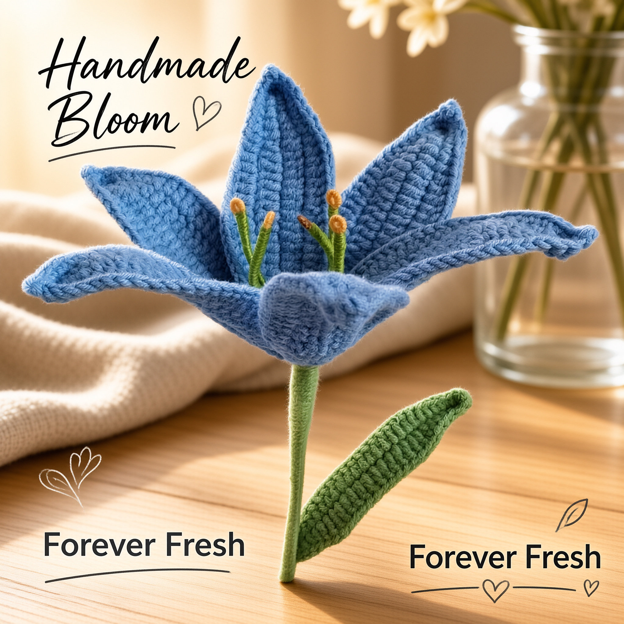 Hand Knitted Crochet Lily Flower Stem Artificial Knit Flower Bouquet For Home Decor Warm Ambience Ornament Wholesale photo 5