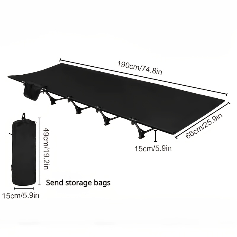 Camping Cot Folding Camp Bed Portable Outdoor Bed Aluminum Camping Cot Backpacking Cot Ultralight Camp Cot Heavy Duty Camping Cot 600D Oxford Camping Bed Camping Cot With Side Pocket photo 4