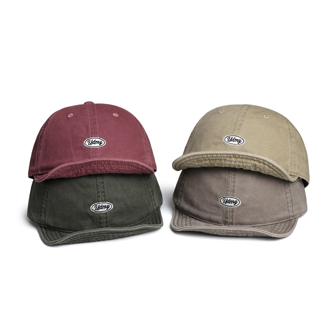 Japanese-style Minimalist Washed And Distressed Soft Brimmed Baseball Cap With Vintage Round Logo And Short Brim For Casual Sun Protection photo 2