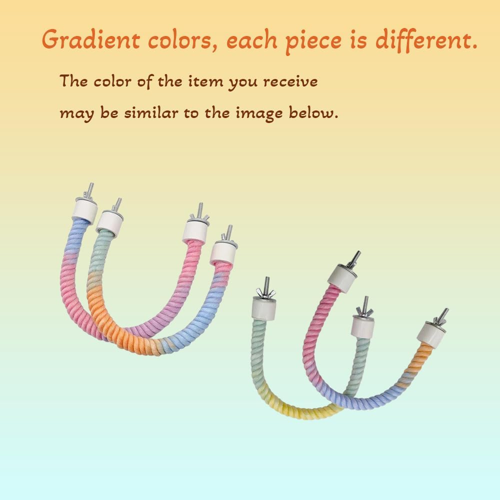 Gradient Colorful Bird Rope Perch Stand For Bird Cages Bendable Climbing Rope Cage Accessory Toy For Cockatiel Parakeet Sugar Glider photo 7