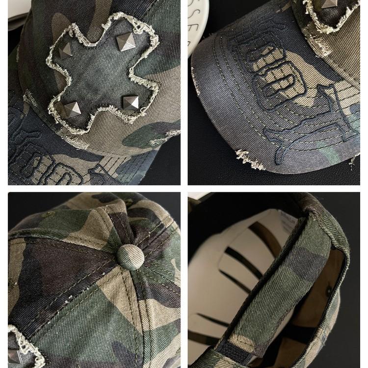 Vintage Distressed Water-washed Letter Baseball Cap With Korean-style Vintage Rivets And Curved Brim Fedora Hat With Soft Top, Trendy And Versatile Casual Hat photo 7