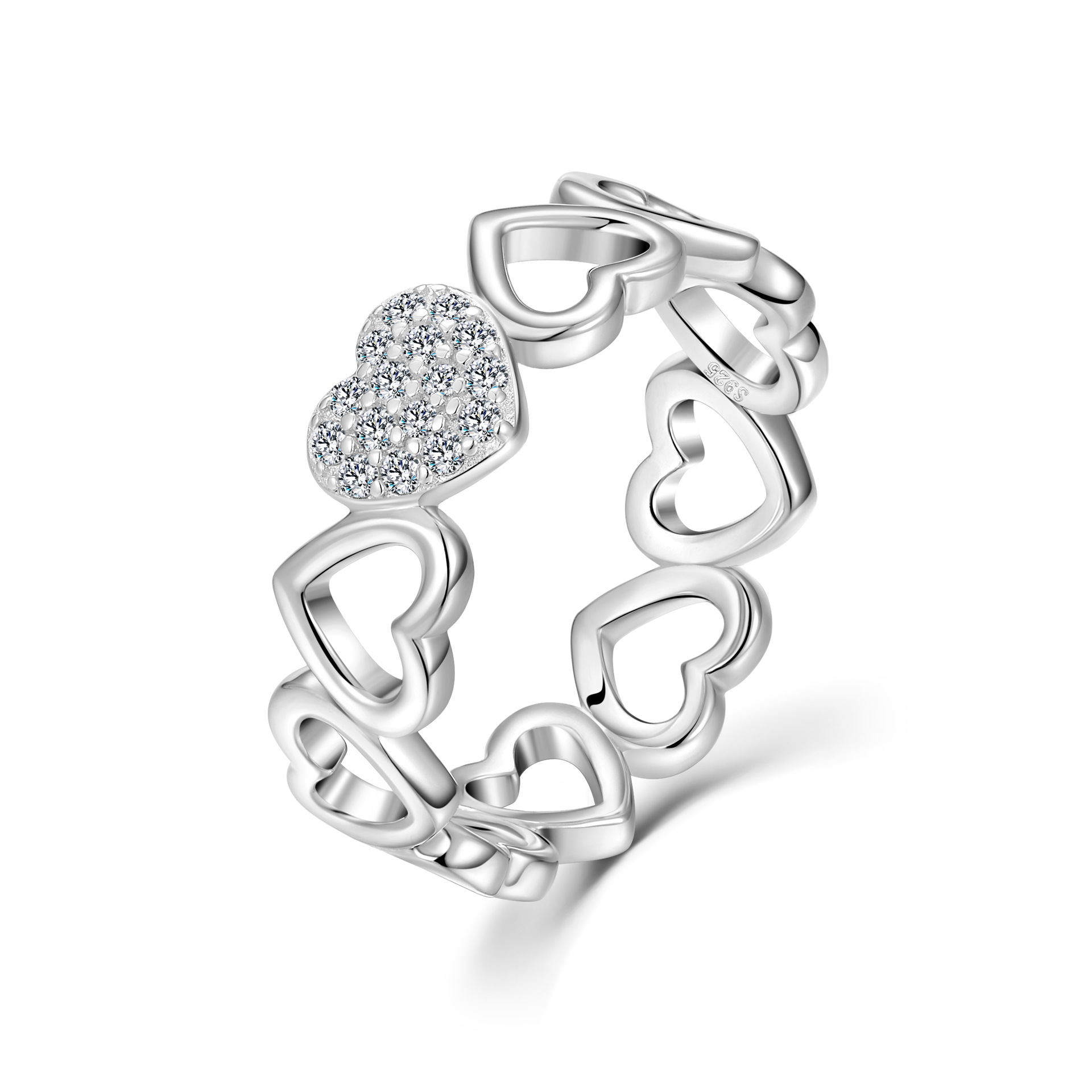 S925 Silver 2.7g Heart Link Moissanite Ring, D VVS1, GRA Certified US 5-8 photo 3