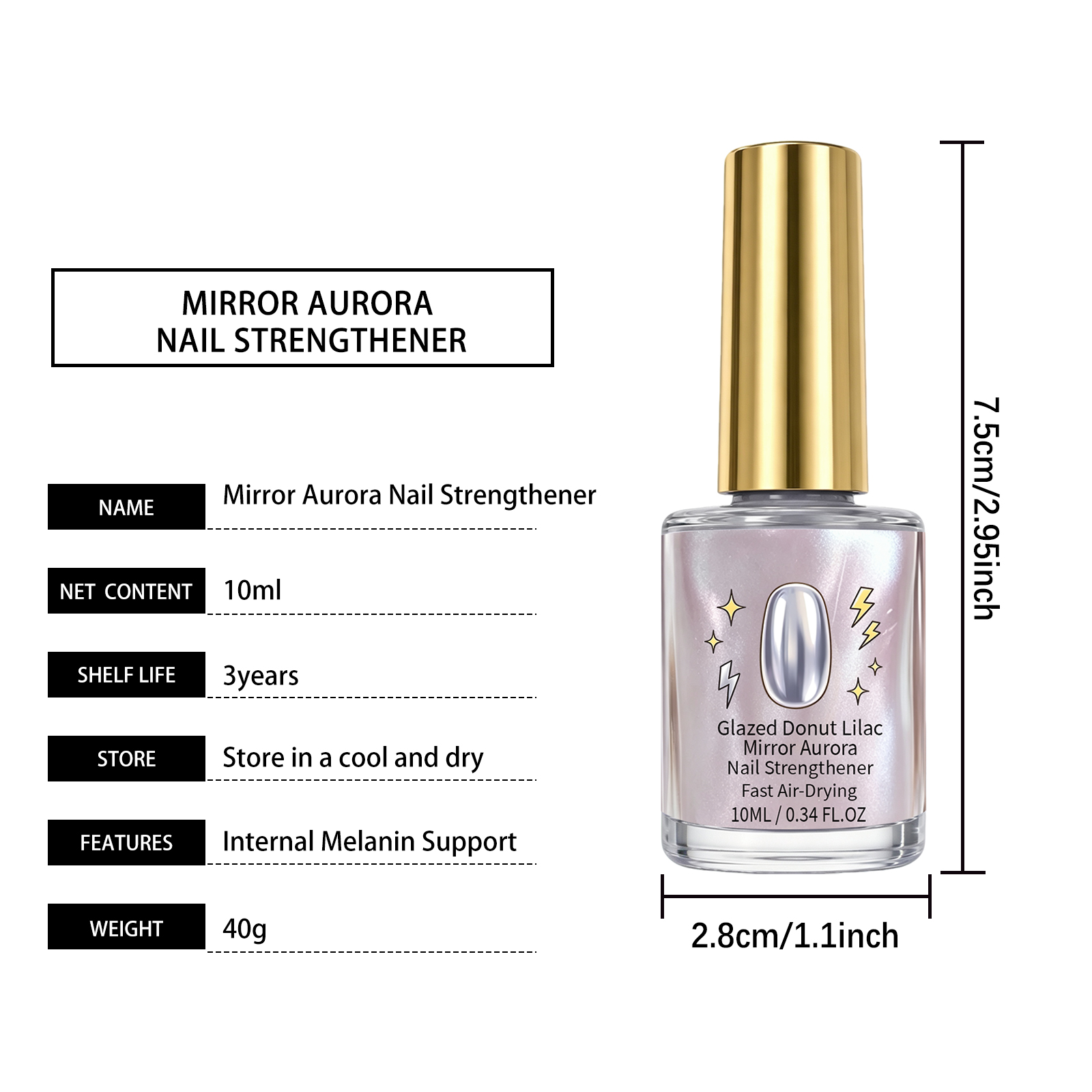 Mirror Aurora Purple Nail Polish 10ml 1piece photo 4