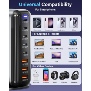 600W GaN Fast Charging Station 8  USB&Type-C For IPhone, Laptops, MacBook photo 6