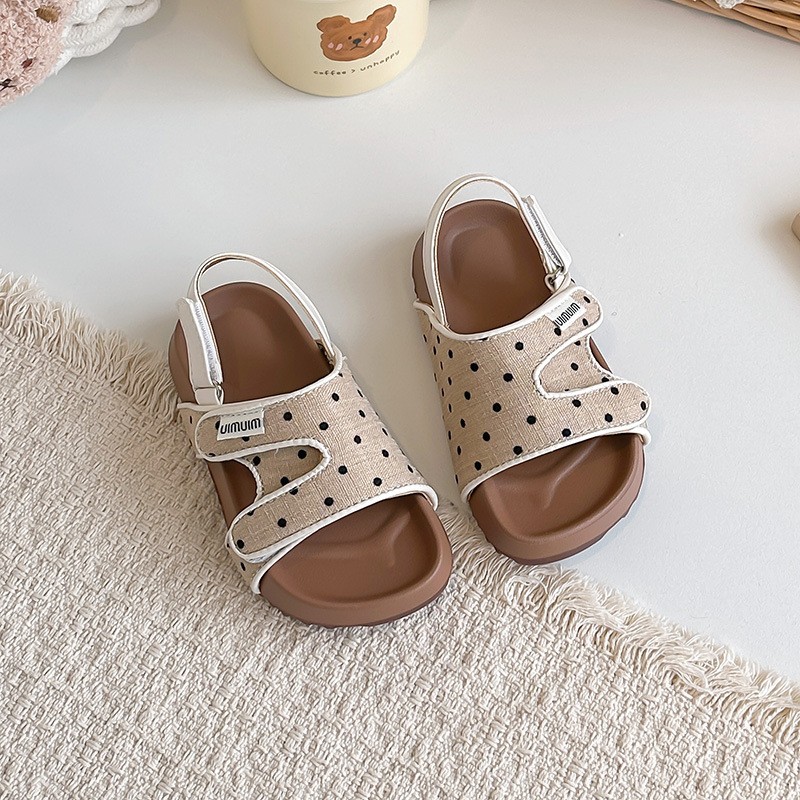 2026 Summer New Kids Sandals, Soft Light Sole Girls Shoes, Fashion Polka Dot Hook & Loop Beach Shoes For Little Middle Big Kids photo 5