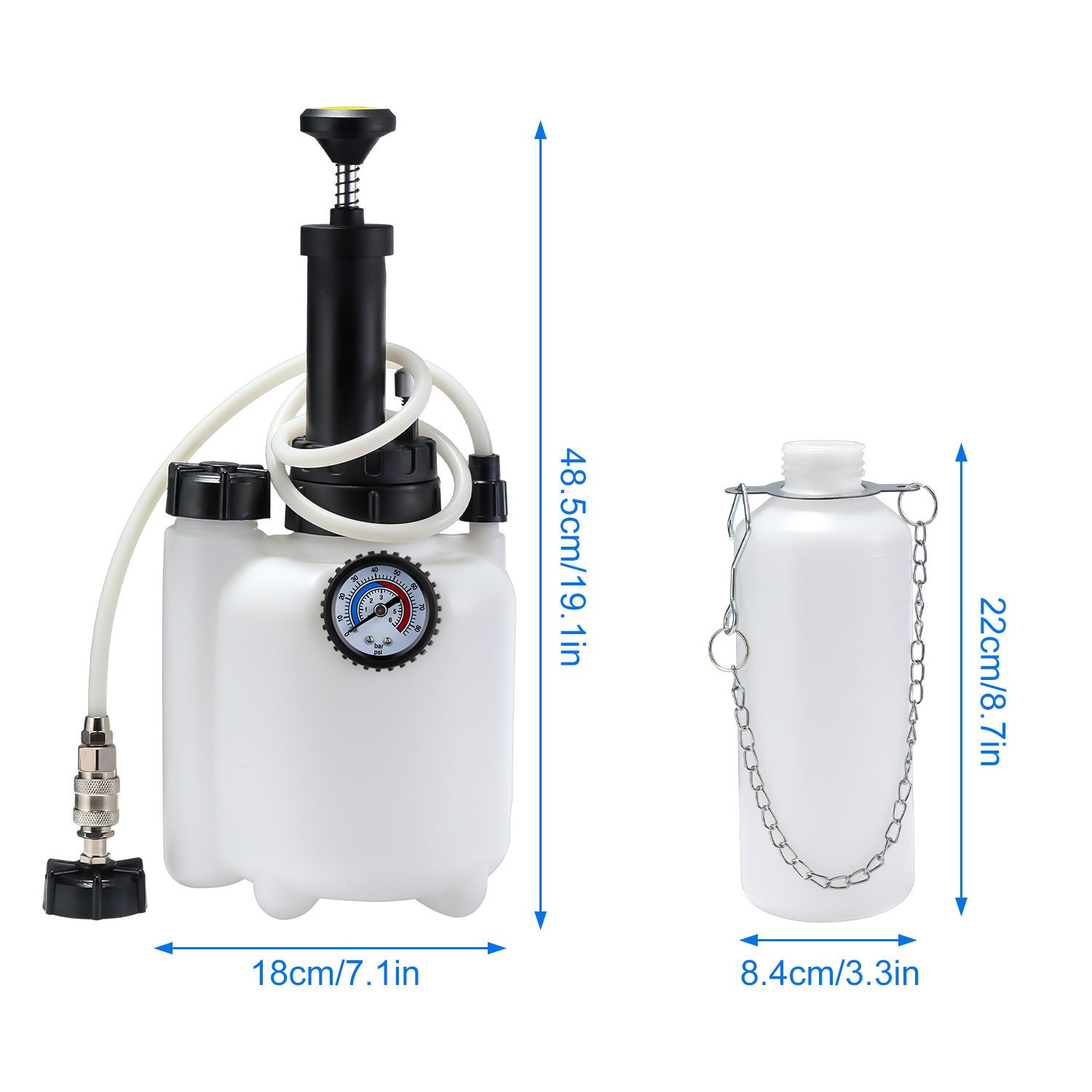 3L Pressure Brake Clutch Fluid Bleeder Bleeding Kit 4 Master Cylinder Adapters photo 7