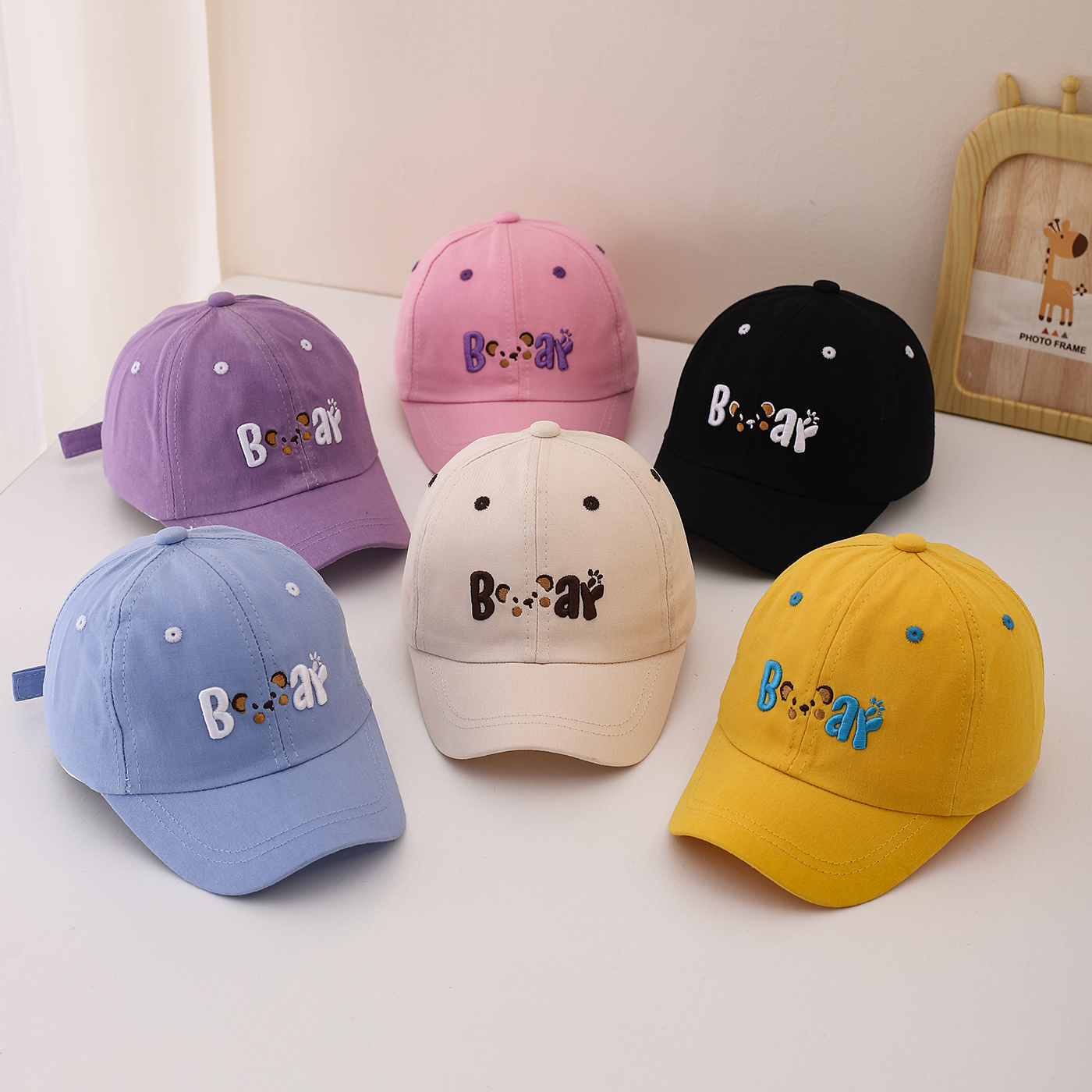 Children's Single-color Simple Cartoon Mouse Letter Embroidery Adjustable Cute And Casual Baseball Cap Suitable For Traveling And Playing photo 2