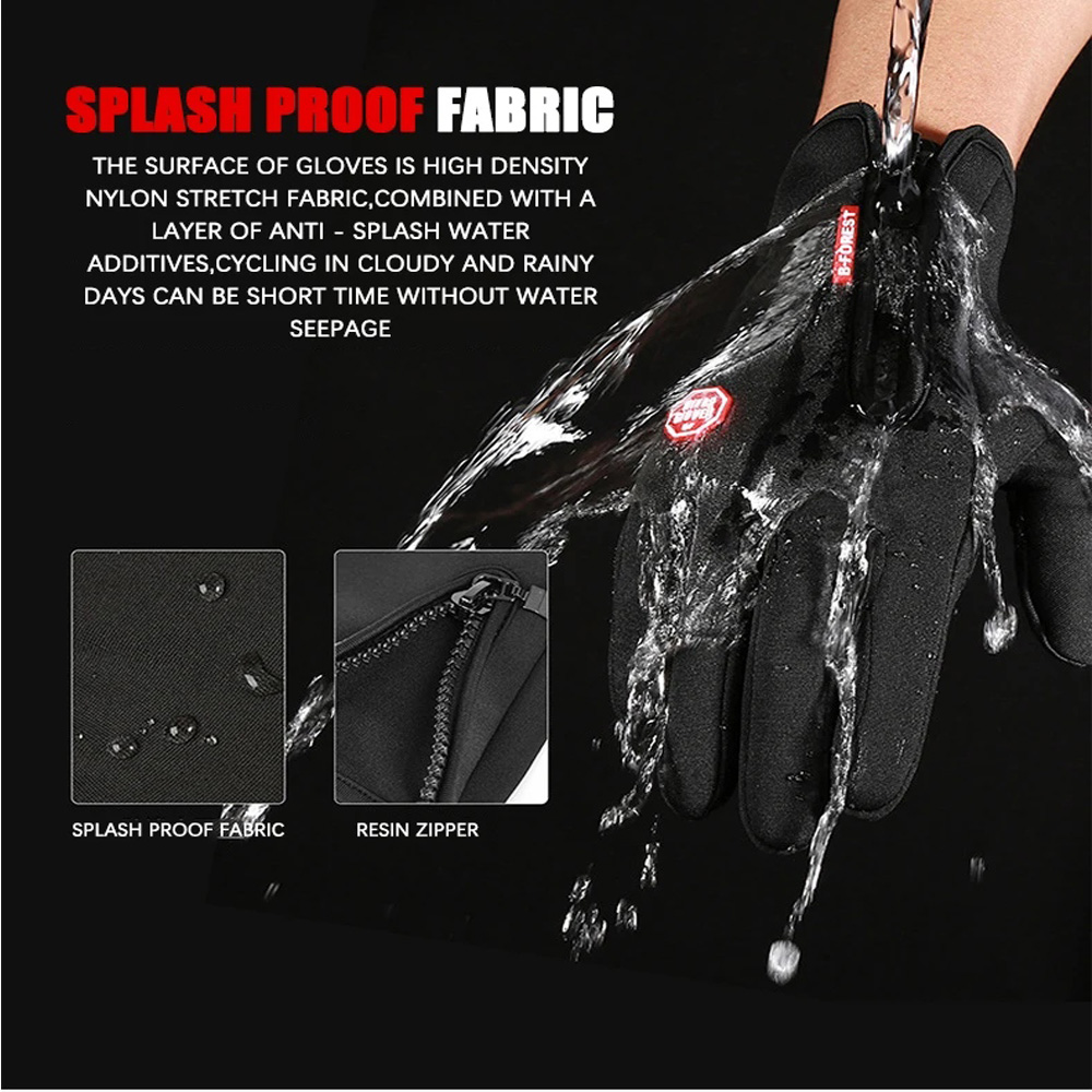 1 Pair Winter Touchscreen Gloves For Men Women, Windproof Anti-Slip Full Finger Gloves, Fleece Lined Waterproof Gloves For Cycling Motorcycle Hiking Skiing Outdoor Sports photo 3