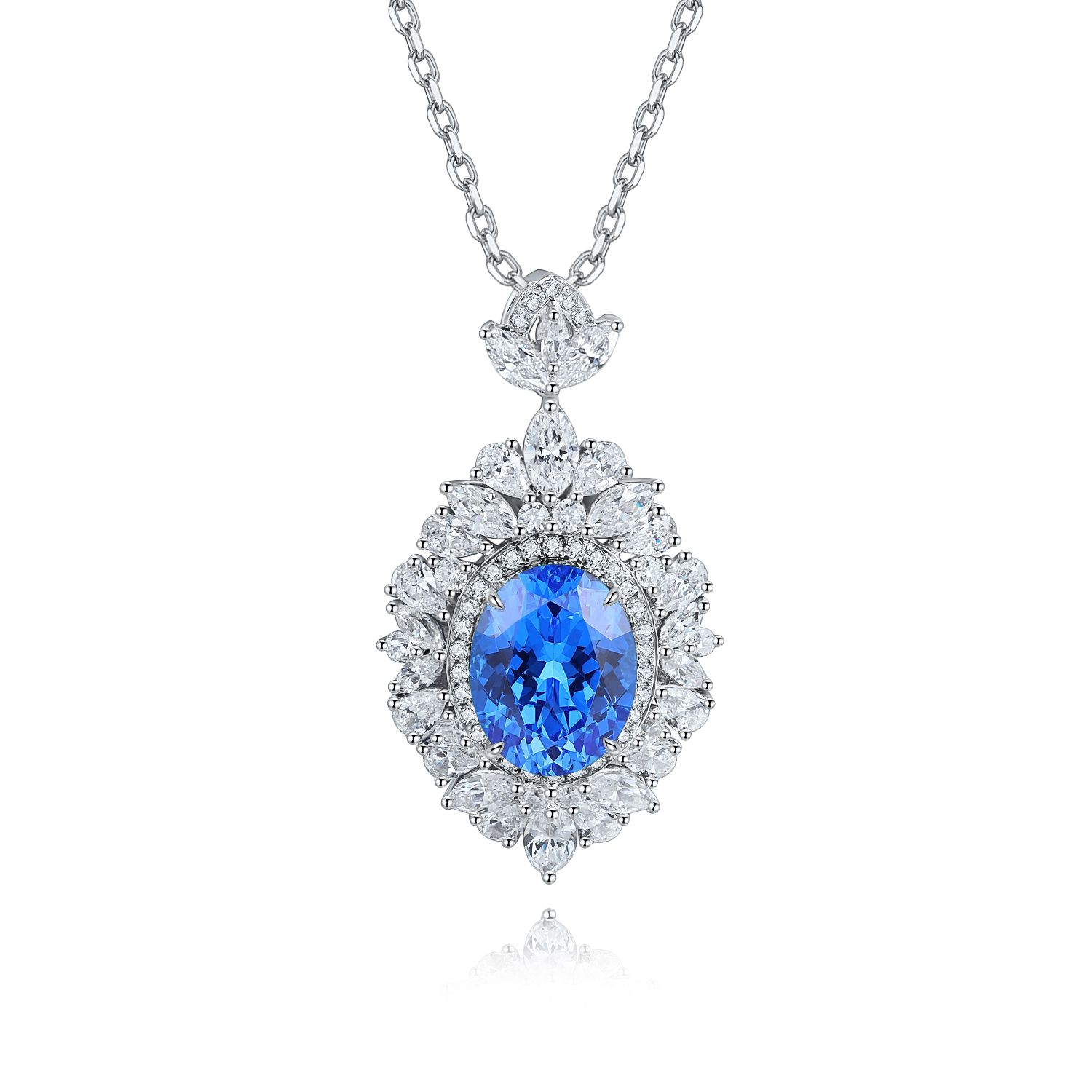S925 Silver 4.3g Lab-Created Gemstone Necklace, 7.5x10mm Multi-Color, 40&5cm photo 5