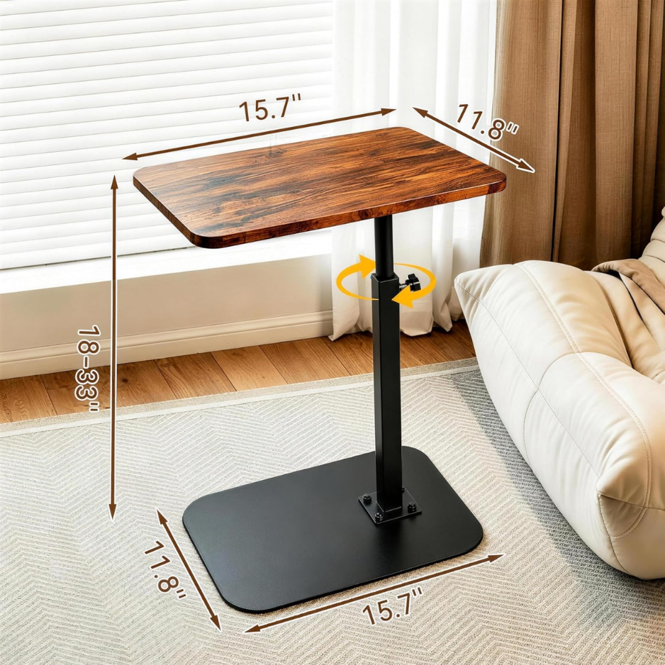 Adjustable TV Tray Table, 360 Swivel C-Shaped End Table That Slides Under Couch, Sofa, Bed, Recliner Chair, Small Side Table Desk For Laptop, Food Eating, Living Room, Bedroom, Small Spaces photo 3