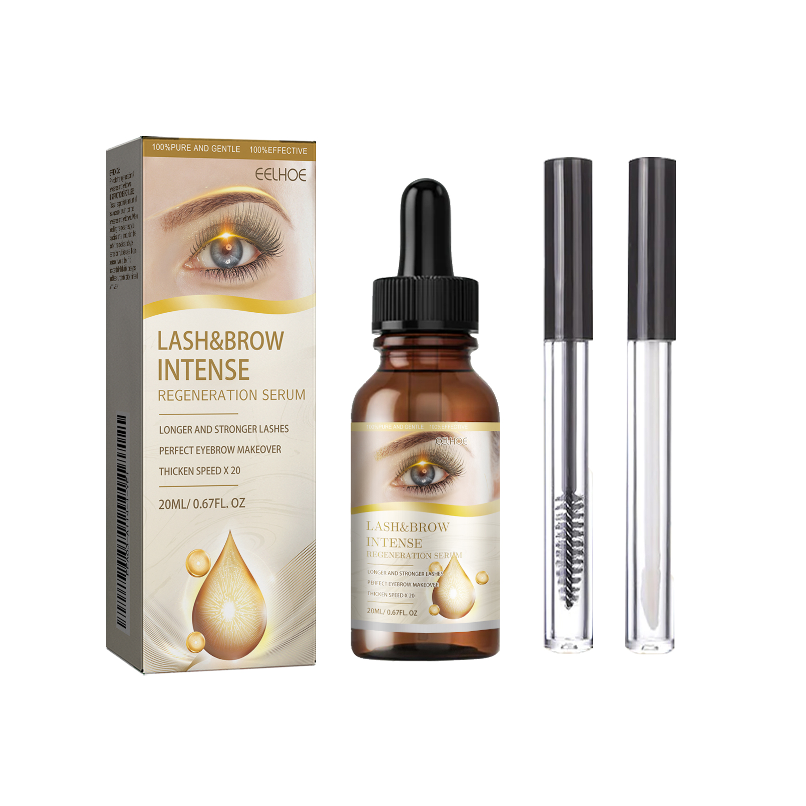 Eyelash Eyebrow E Ssence Set 20ml 1box-1 Eyelash Brush-1 Eyebrow Brush photo 1