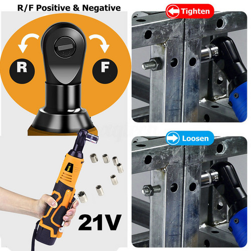 Cordless 21V 3&8iN100N.m Electric Right Angle Ratchet Wrench Charger- 2 Battery photo 4