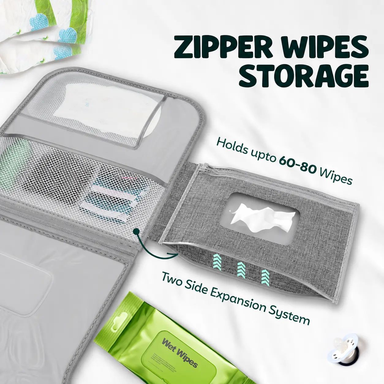 Portable Diaper Changing Pad, Detachable Waterproof Foldable Changing Mat With Wipes Pocket, Adjustable Strap & Soft Head Pillow, Travel Baby Change Mat For Stroller Car Seat Diaper Bag, Unisex Newbor photo 3