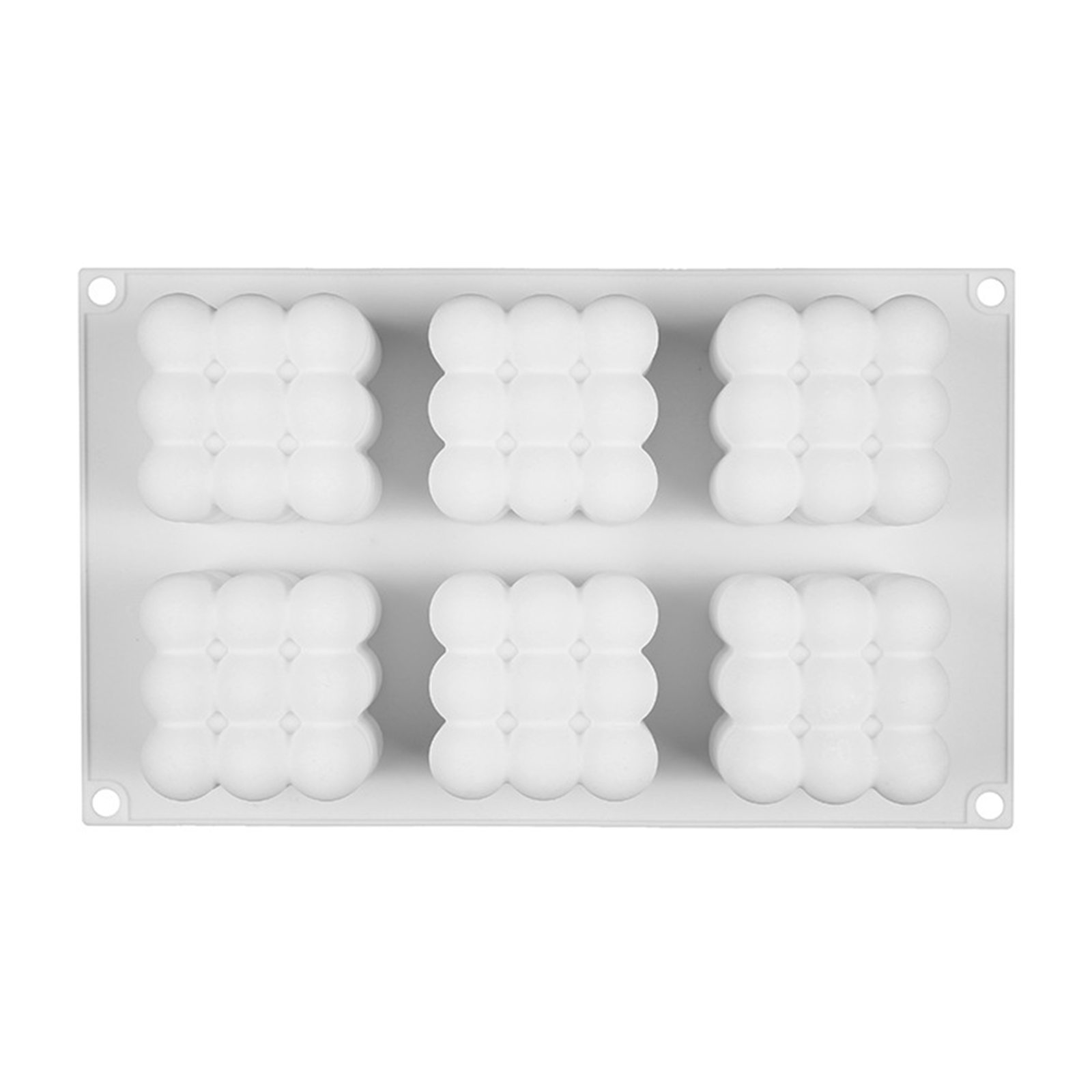 2Pcs 6 Cavities 3D Cube Candle Mould Silicone Square Bubble Dessert Mold photo 3