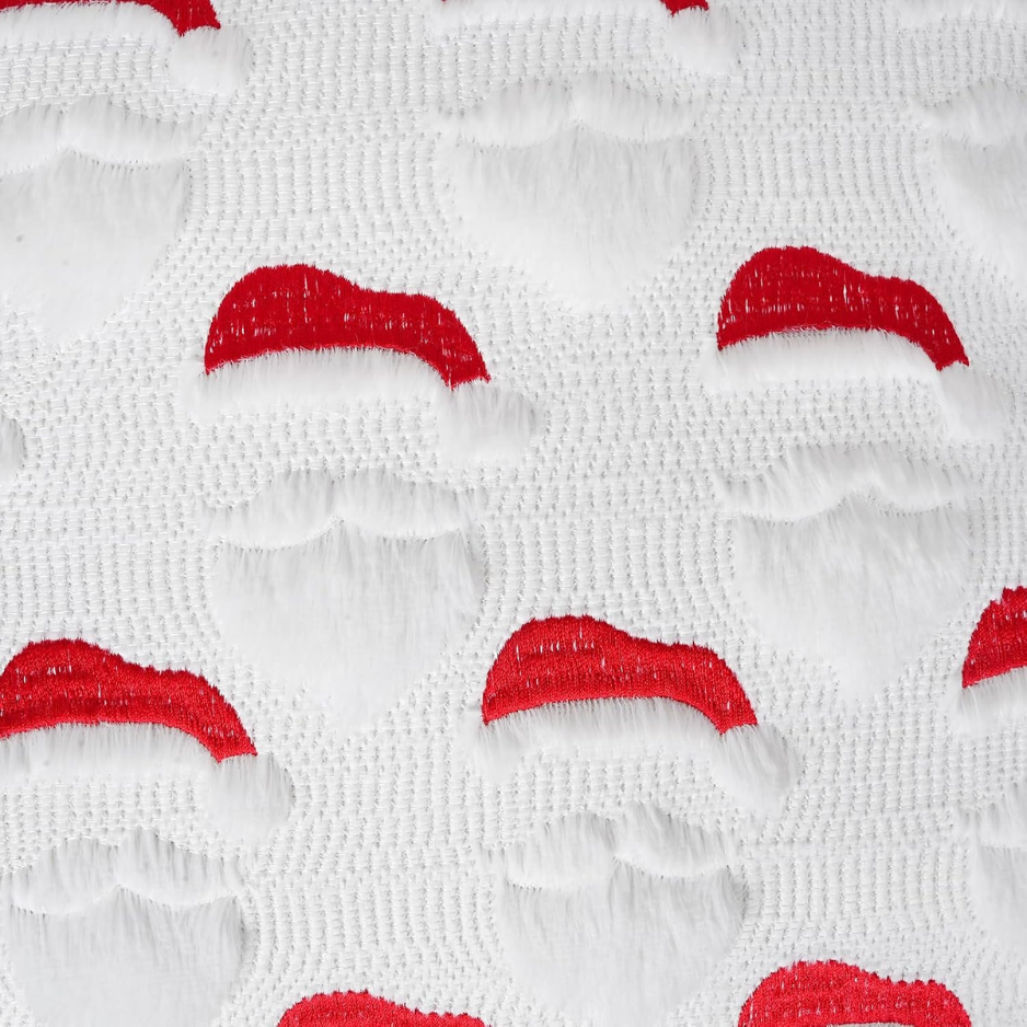 2Pcs Santa Christmas Pillow Covers 18x18, 3D Jacquard Faux Fur Decor photo 4