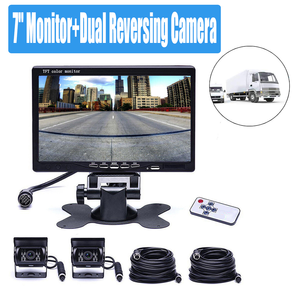 7'' Monitor 2 Waterproof Reversing Camera Car Rear View Kit For Truck Caravan photo 1