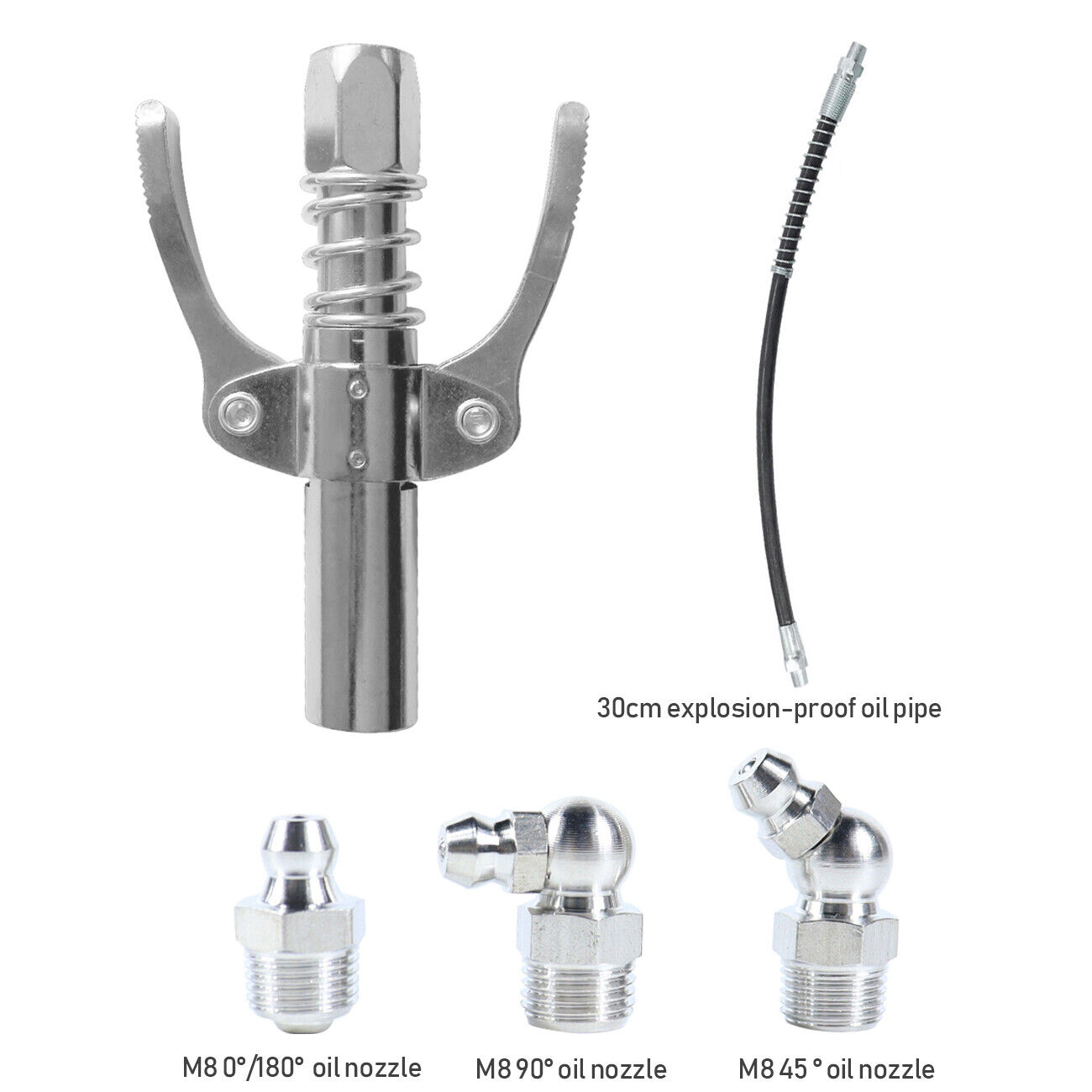 Grease Gun Coupler High Pressure Quick Release Lock Nozzles W&Hose For 1&8in NPT photo 1