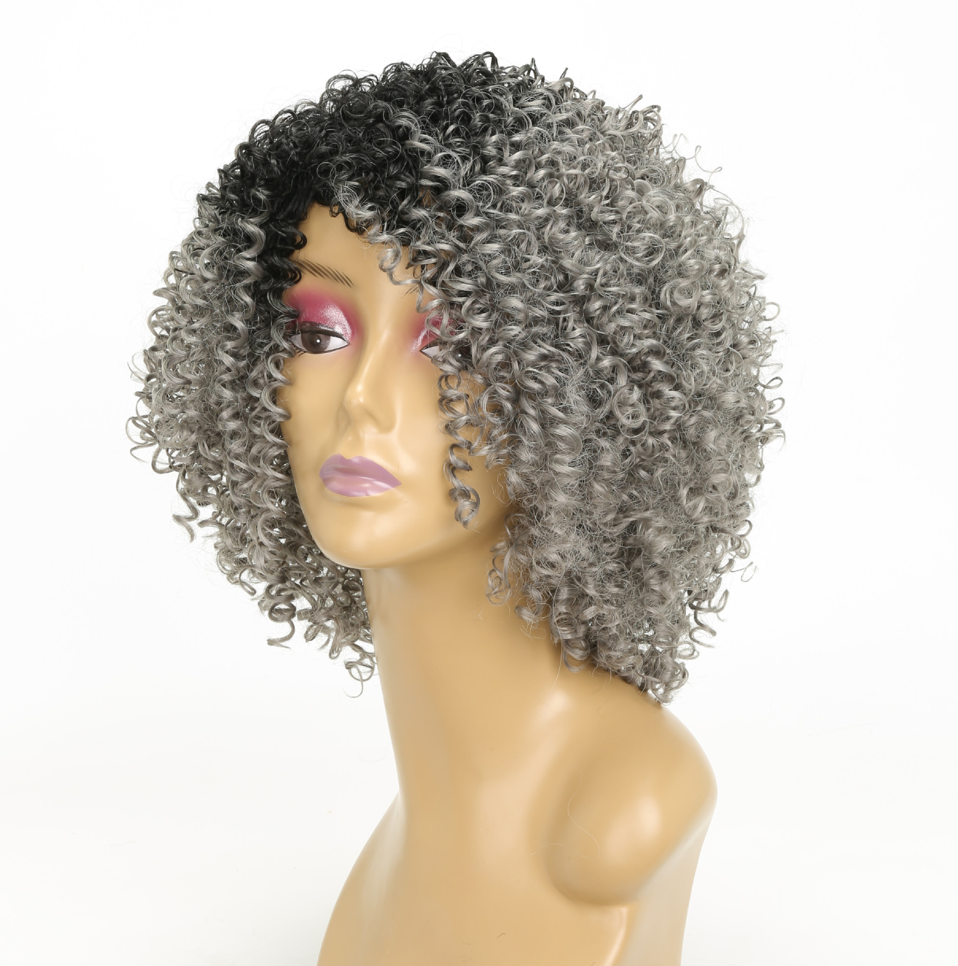 Curly Female Black Gray High Temperature Silk Chemical Fiber Headgear photo 3
