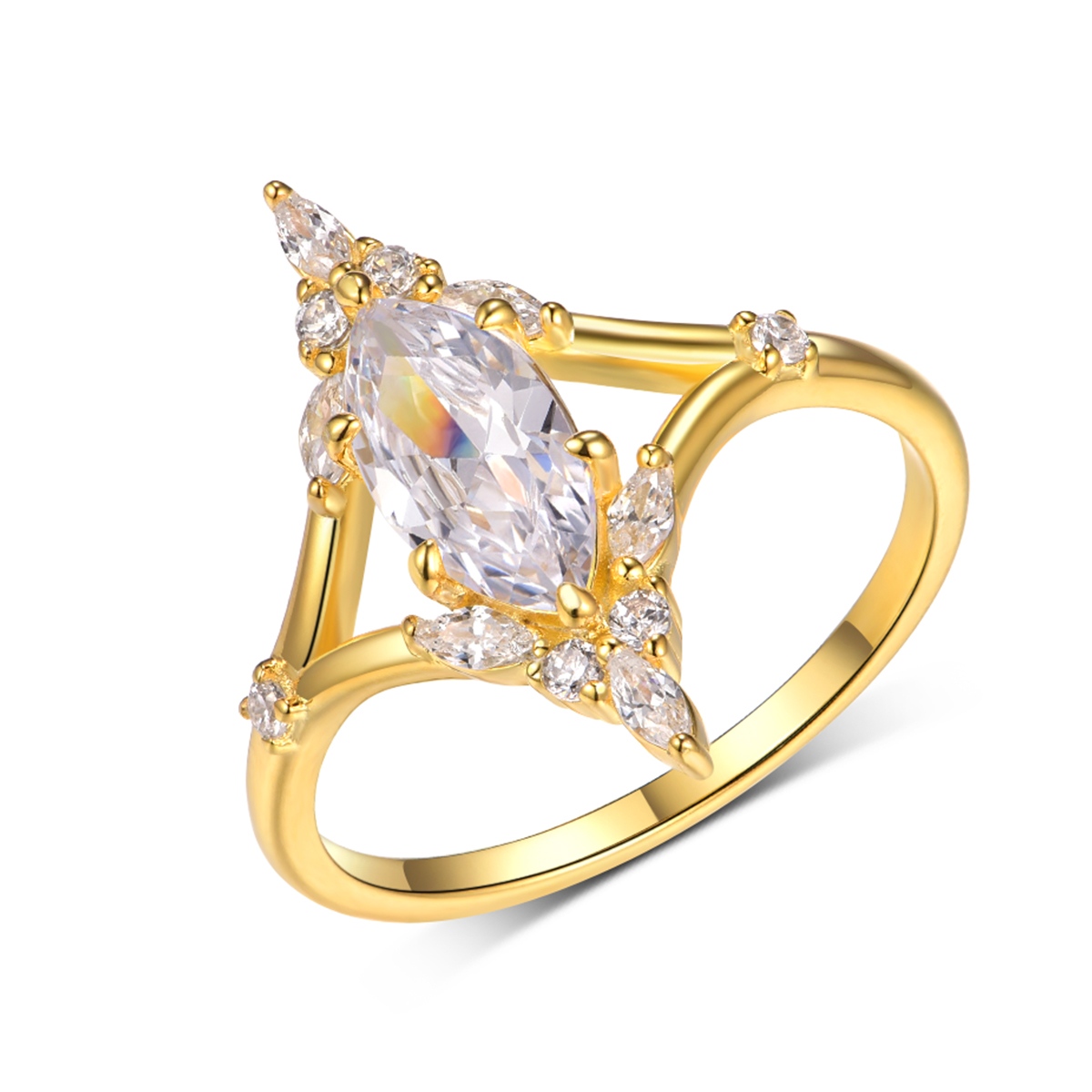 S925 Silver 2.8g Marquise Moissanite Ring, 5x10mm D VVS1 Cluster Setting, GRA Certified US 6-9 photo 3