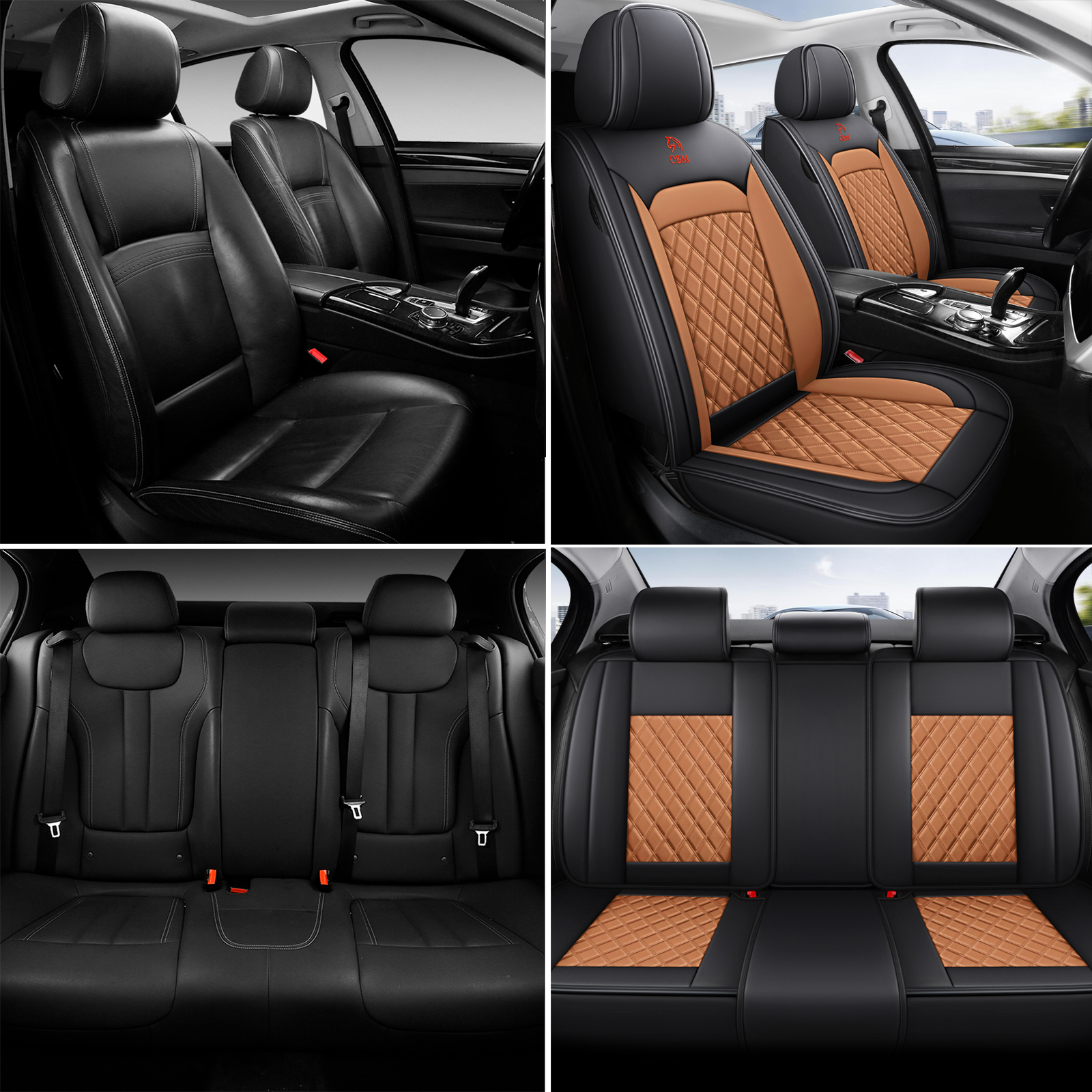Diamond-pattern Full-coverage Car Seat Covers Lo Go Customizable photo 5