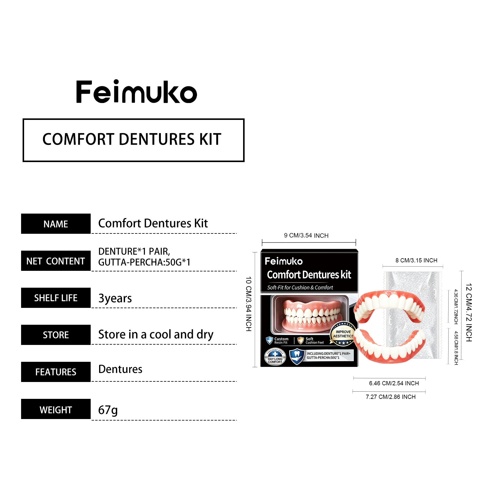 Comfortable Denture Set, 1 Set Per Box photo 8