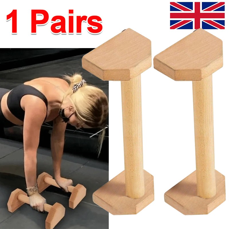 1 Pair 30cm Wooden Push Up Bars Parallettes Bars Home Gym Workout Equipment photo 8
