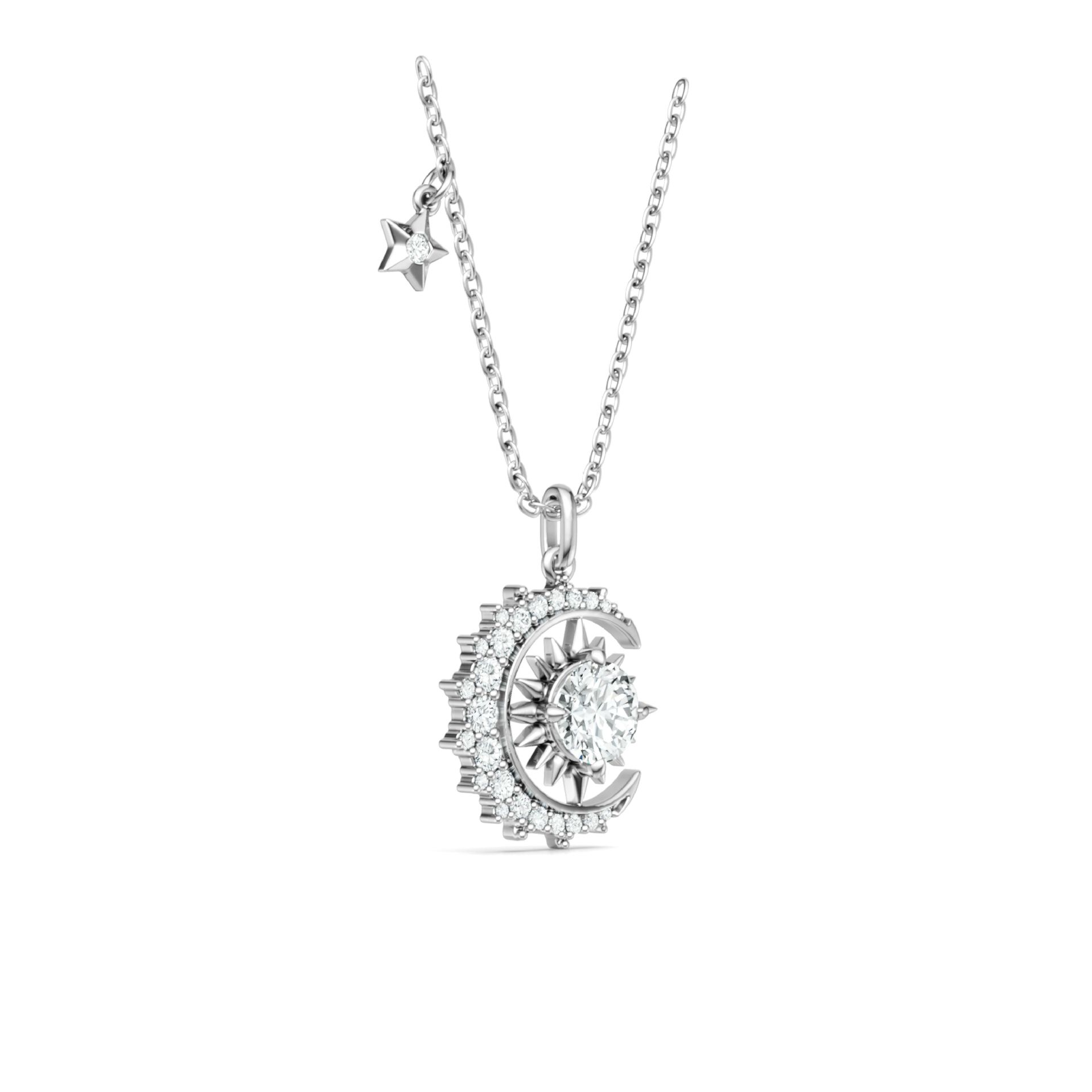 S925 Silver 1ct Moissanite Moon Star Necklace, D VVS1 Celestial Pendant, 40&5cm, GRA photo 2