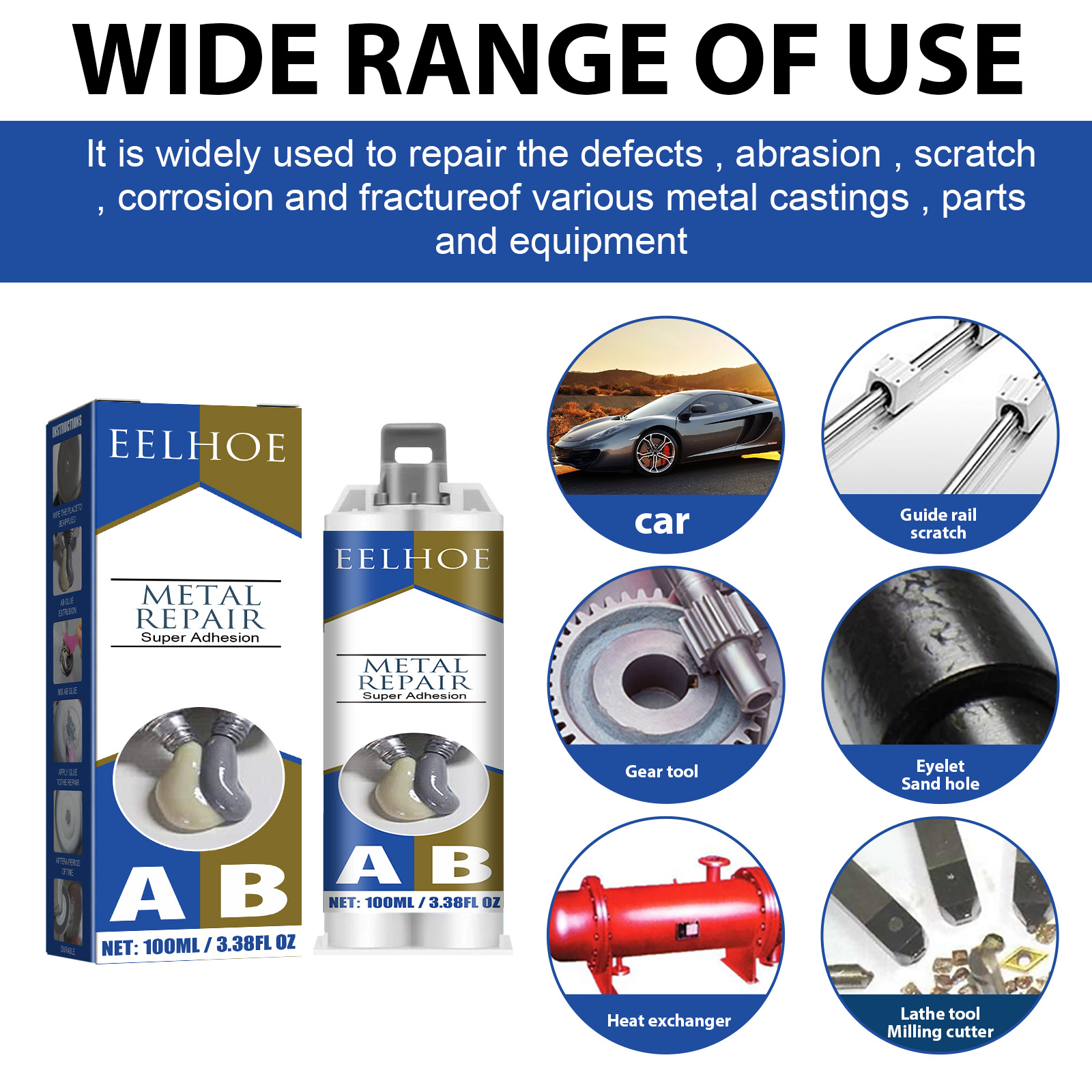 EELHOE Metal Repair Glue, Crack Filling And Leak Plugging Quick Dry Crack High Temperature Welding Metal Repair Agent photo 3