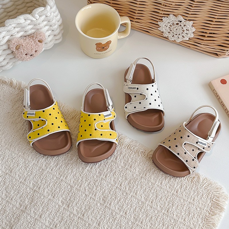 2026 Summer New Kids Sandals, Soft Light Sole Girls Shoes, Fashion Polka Dot Hook & Loop Beach Shoes For Little Middle Big Kids photo 7