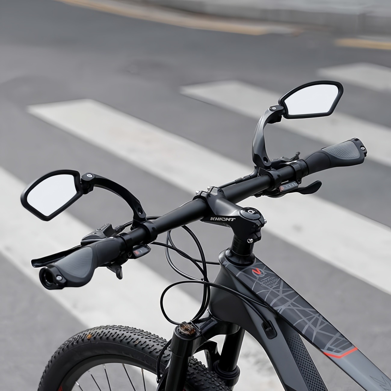 2Pcs Bike Mirror Rotaty Round Rectangle Handlebar Bicycle Rear View Glass photo 5