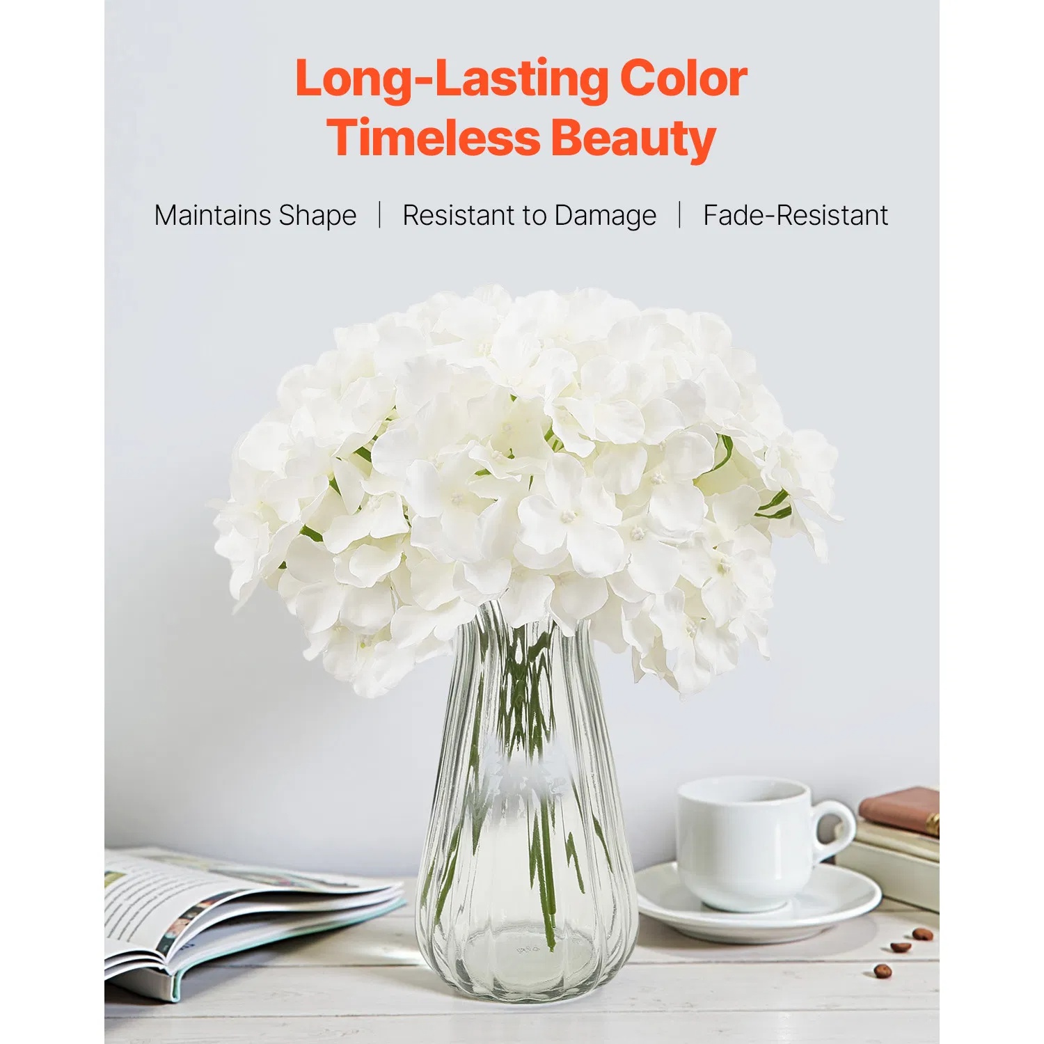 Artificial Flowers, 65 Pcs Real Looking White Silk Fake Hydrangea Bulk, White Faux Bridal Shower With Stems For DIY Wedding Bouquets, Home Centerpieces Arrangements, Party Tables Decorations photo 8
