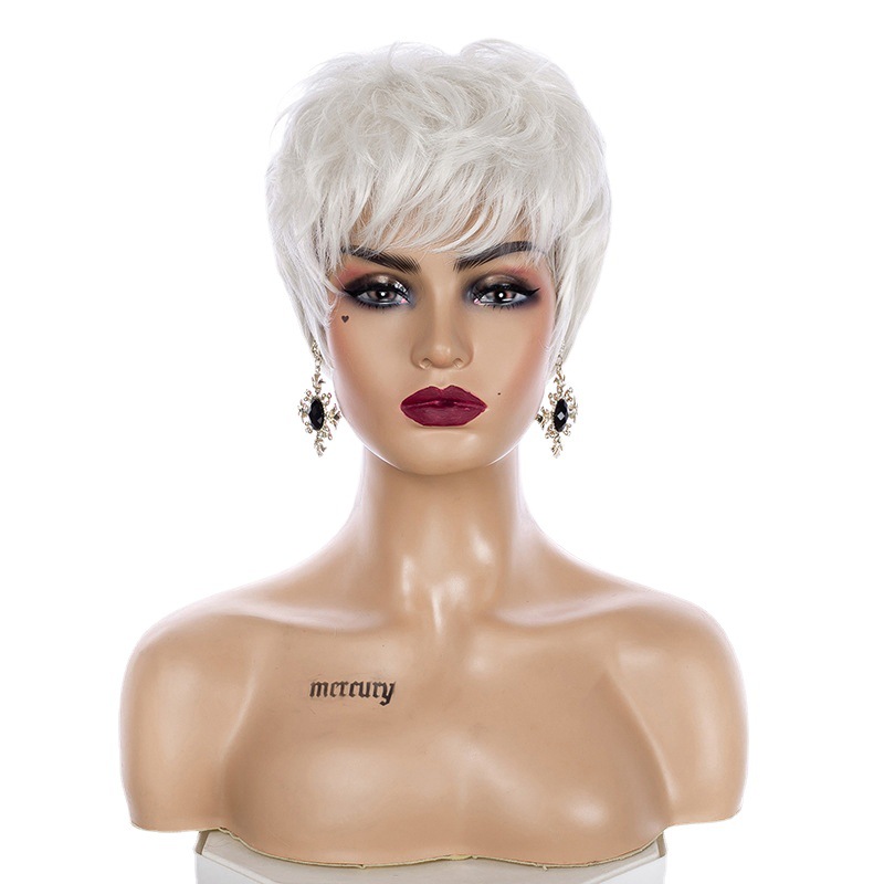 Chemical Fiber High Temperature Silk Pure White Grandma Wig photo 5