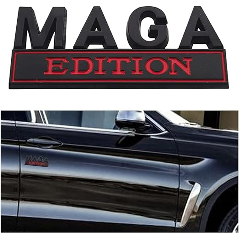 4pcs MAGA Edition Car  Metal Badge Sticker Truck Replacement, Suitable For General Motors SUV,Motorcycle, Bicycle Chrome Alloy photo 4